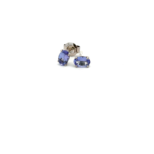 9ct White Gold 0.72ct Tanzanite Oval Stud Earrings
