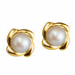 Jersey Pearl Freshwater Pearl Yellow Gold Plated Edged Stud Earrings