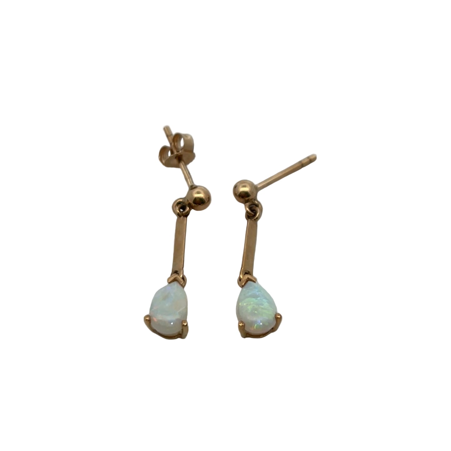 9ct Yellow Gold Teardrop Opal Drop Earrings