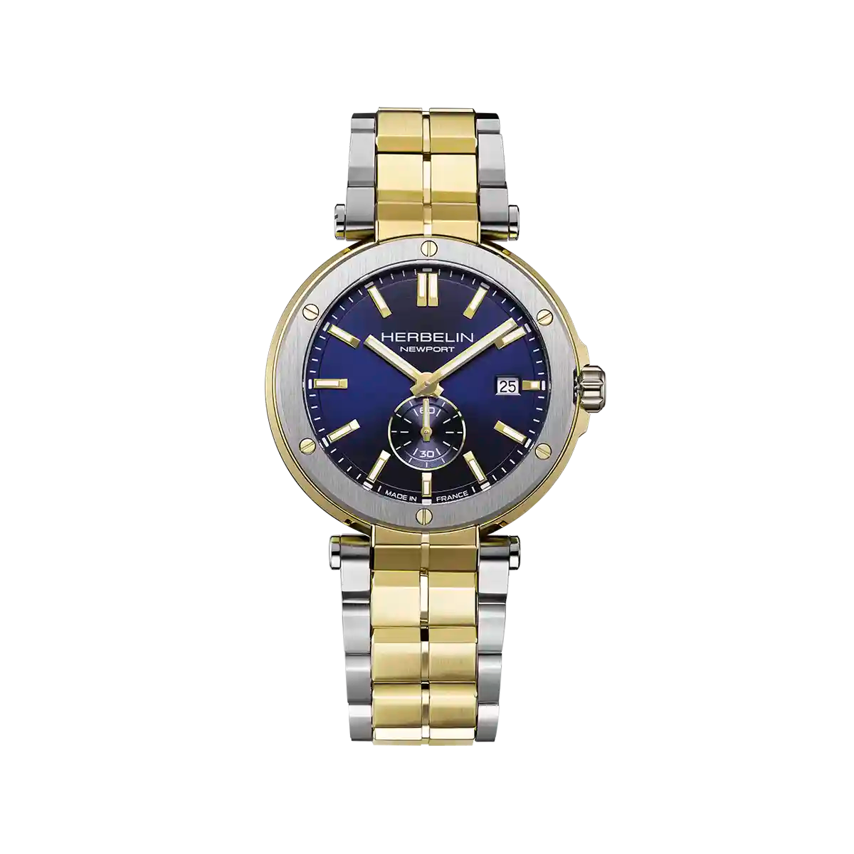 Herbelin Newport Stainless Steel Two Tone Navy Dial Bracelet Watch 18389BT1N35