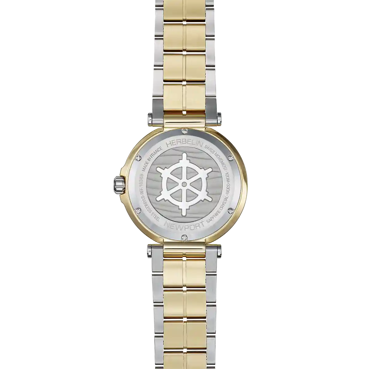 Herbelin Newport Stainless Steel Two Tone Navy Dial Bracelet Watch 18389BT1N35