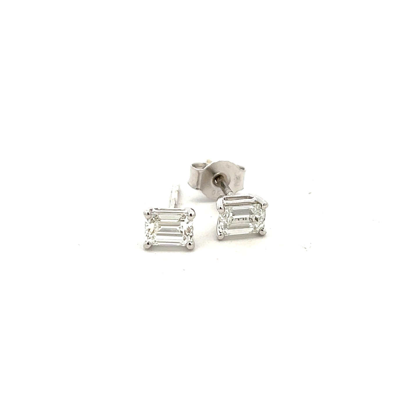 18ct White Gold 0.80ct Emerald Cut Diamond Stud Earrings