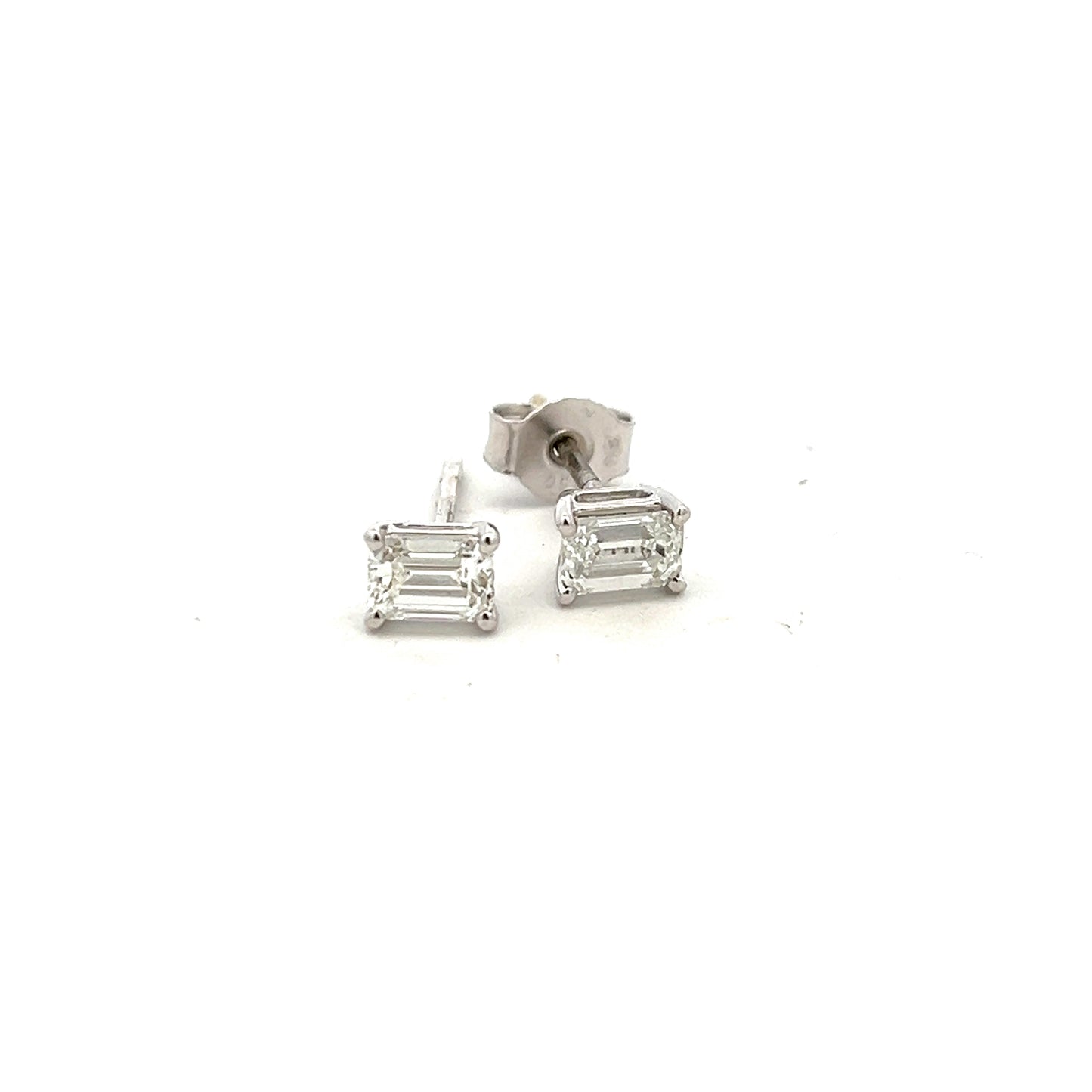 18ct White Gold 0.80ct Emerald Cut Diamond Stud Earrings