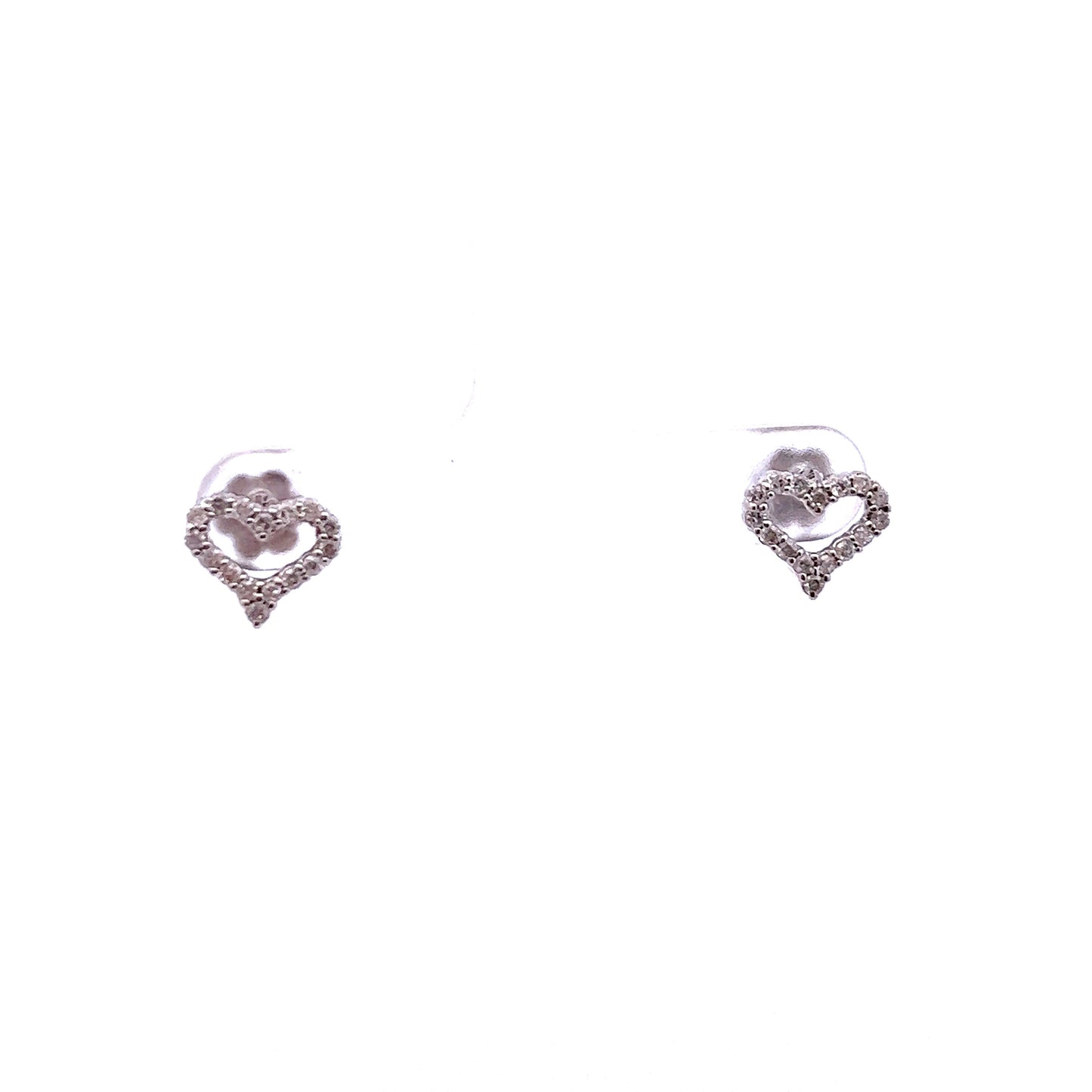 9ct White Gold Open Heart Diamond Stud Earrings