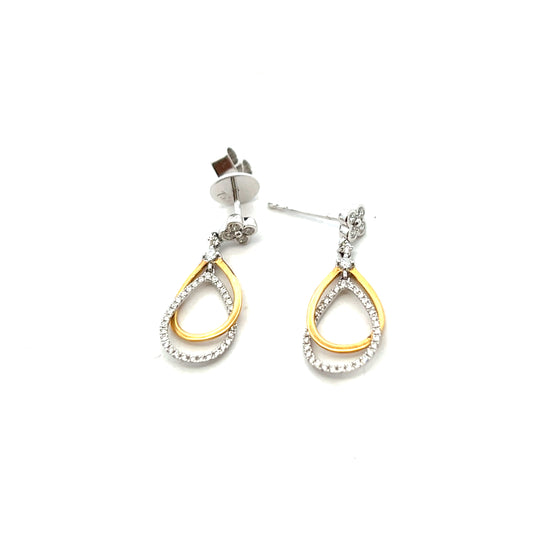18ct White and Yellow Gold Diamond Drop Earrings