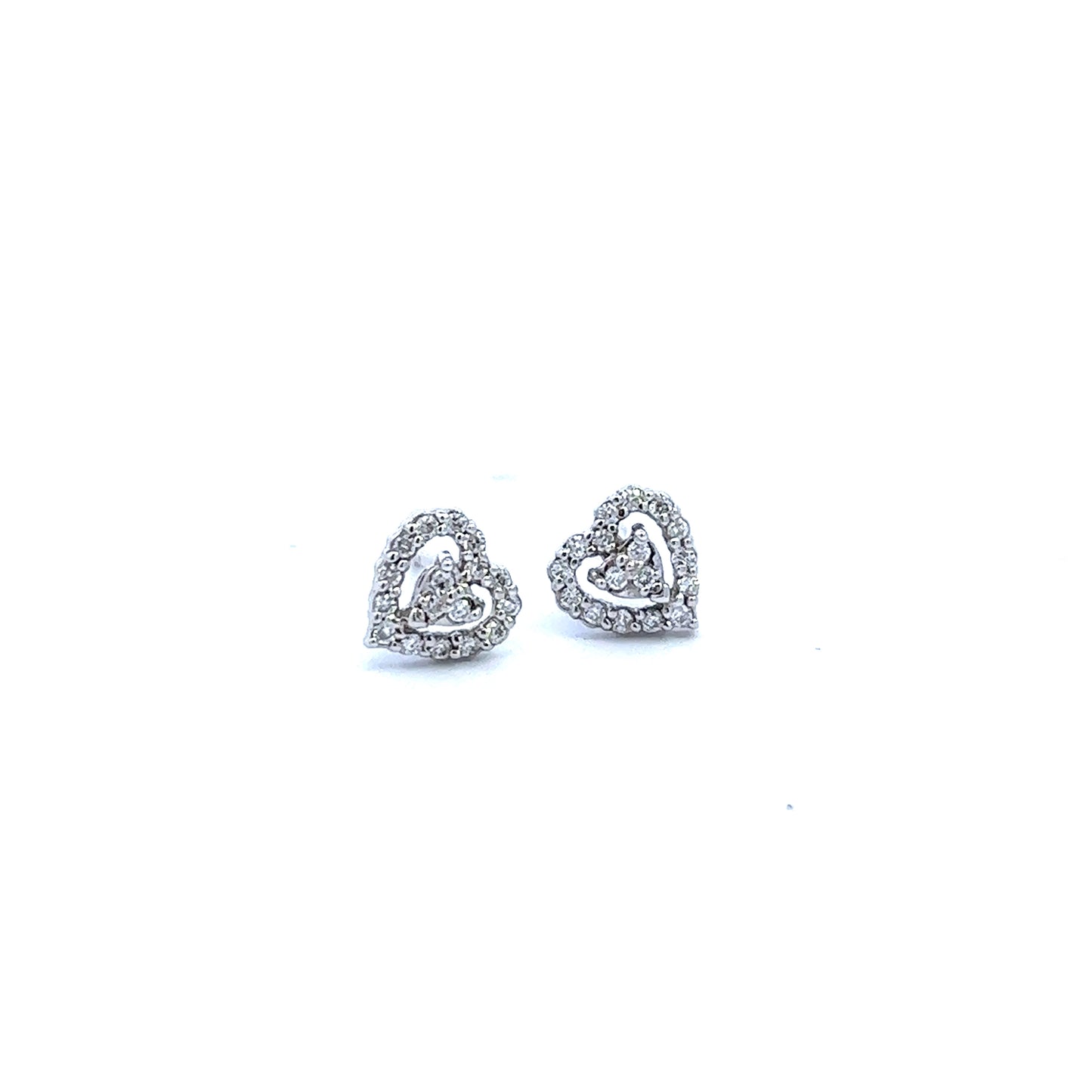 9ct White Gold Pave Diamond Stud Earrings