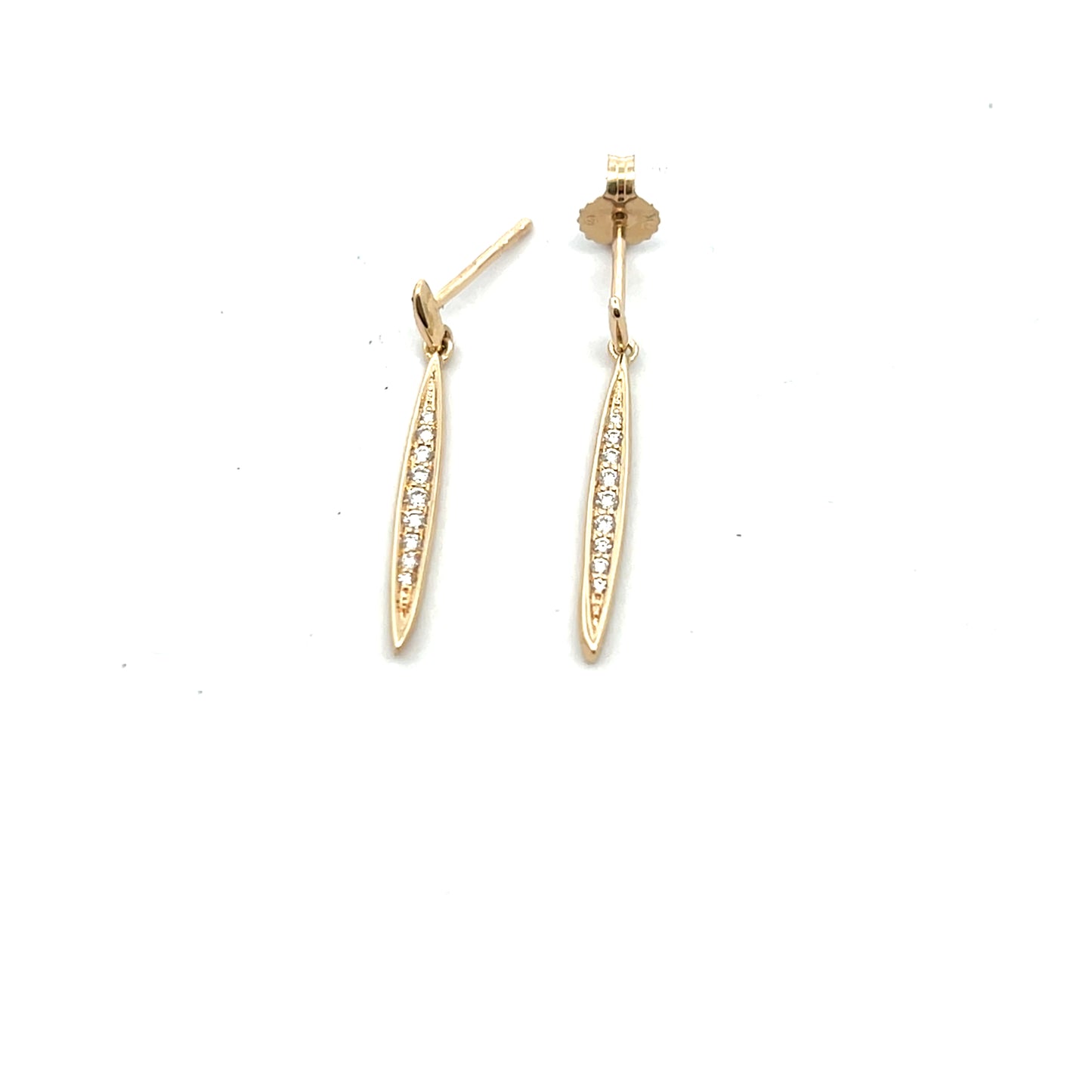 9ct Yellow Gold 9 Brilliant Cut Diamond Drop Earrings
