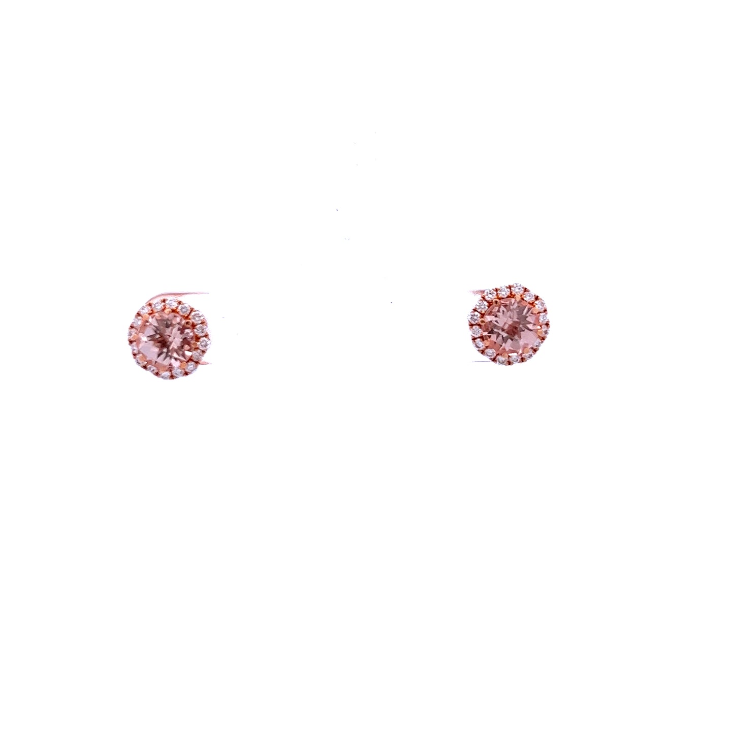 18ct Rose Gold Morganite and Diamond Stud Earrings