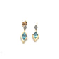 9ct Yellow Gold Kite Cut Blue Topaz and Diamond Drop Earrings