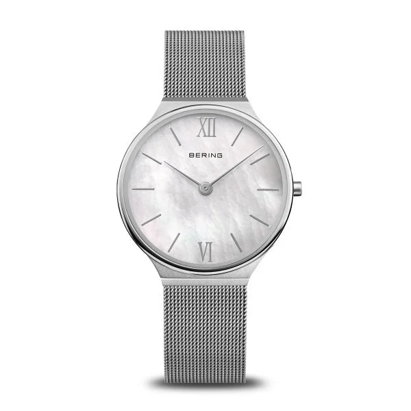 Bering Ultra Slim Mother of Pearl Dial Mesh Bracelet Watch 18434-000