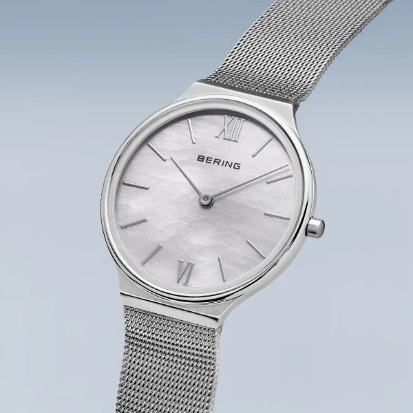 Bering Ultra Slim Mother of Pearl Dial Mesh Bracelet Watch 18434-000