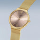 Bering Ultra Slim Rose Dial Yellow Gold Plated Case And Mesh Bracelet Watch 18434-336