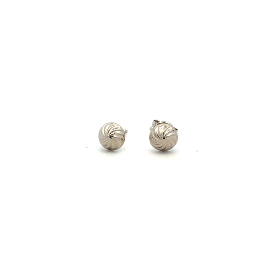 9ct White Gold Hollow Swirl Dome Stud Earrings
