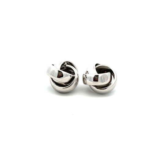 18ct White Gold Knot Stud Earrings