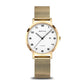 Bering Round White Dial Gold-plated Titanium and Stainless Steel Mesh Watch 18634-334