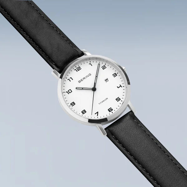 Bering Round White Dial Titanium Strap Watch 18634-404