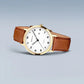 Bering Round White Dial Gold-plated Titanium Strap Watch 18634-534