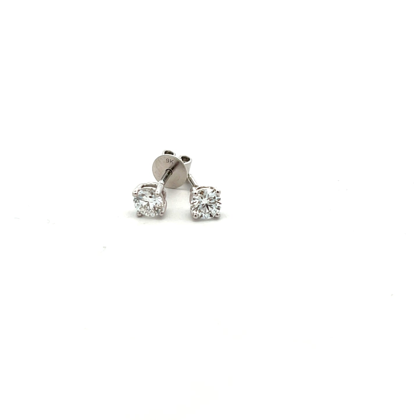 9ct White Gold Laboratory Grown Brilliant Cut Diamond Stud Earrings