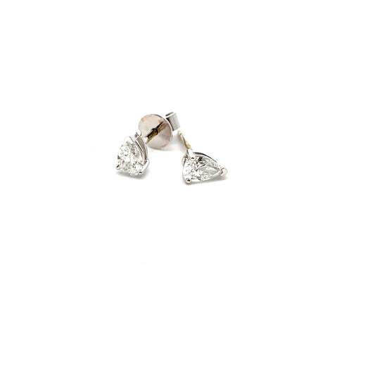 9ct White Gold Laboratory Grown 0.60ct Pear Cut Stud Earrings