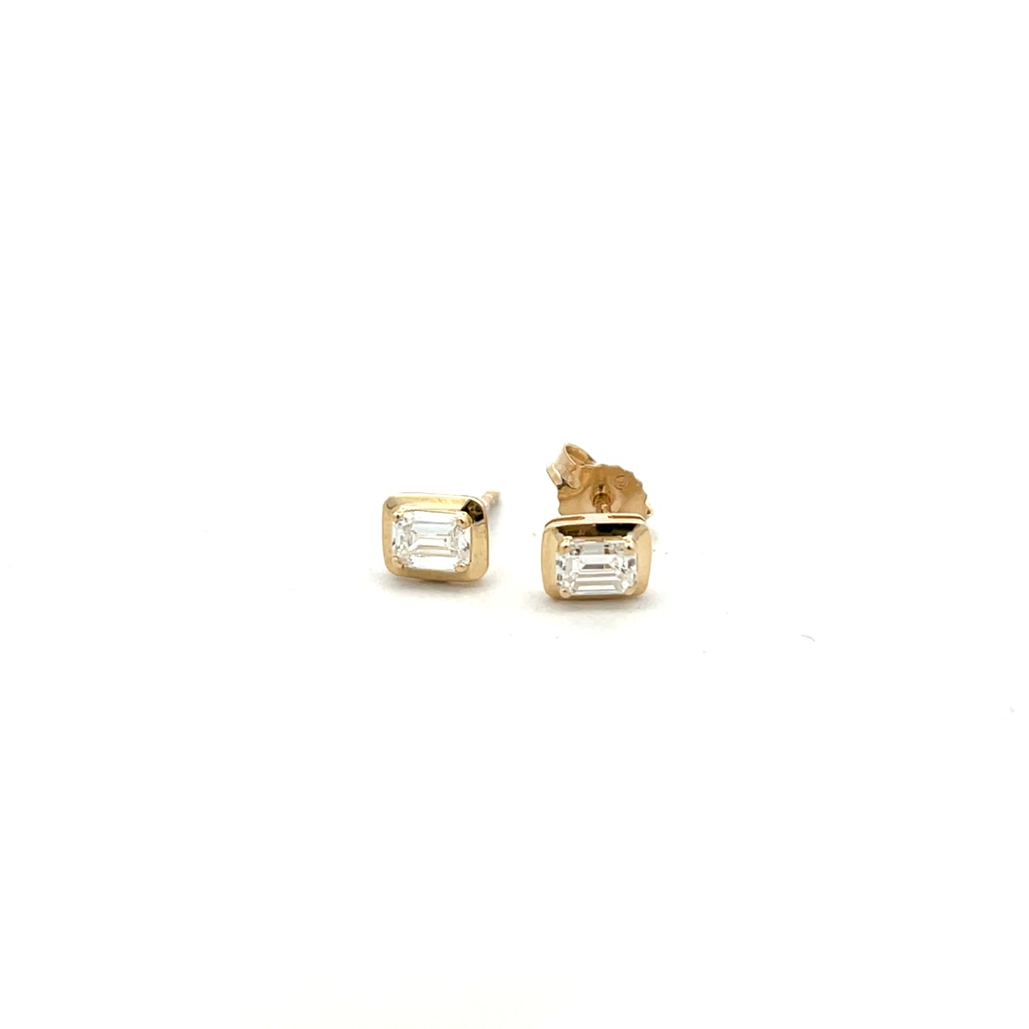 9ct Yellow Gold Laboratory Grown Diamond 0.46ct Emerald Cut Stud Earrings
