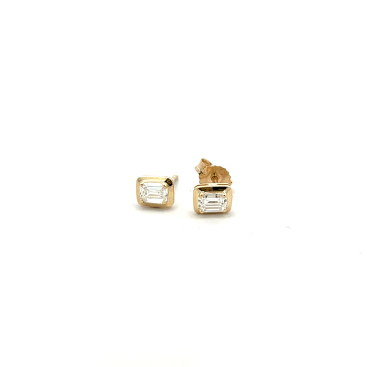 9ct Yellow Gold Laboratory Grown Diamond 0.46ct Emerald Cut Stud Earrings