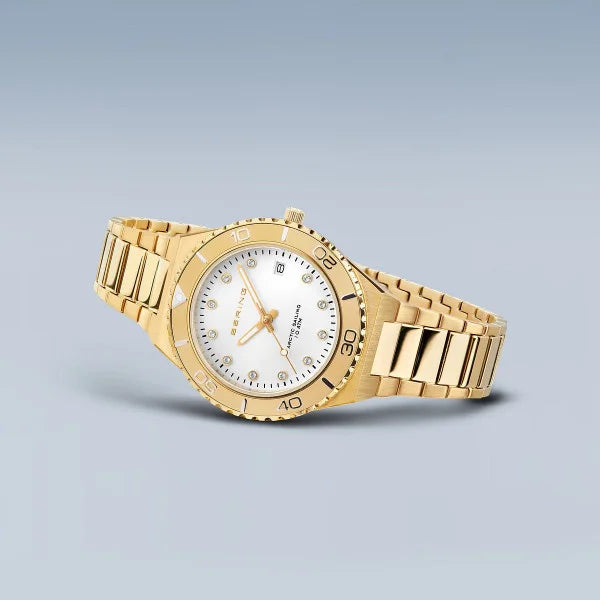 Bering Arctic Sailing Polished Yellow Gold Plated Bracelet Watch