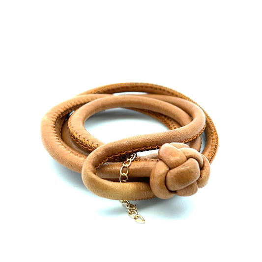 Light Brown Coffee 38cm Leather Cord Double Wrap Bracelet