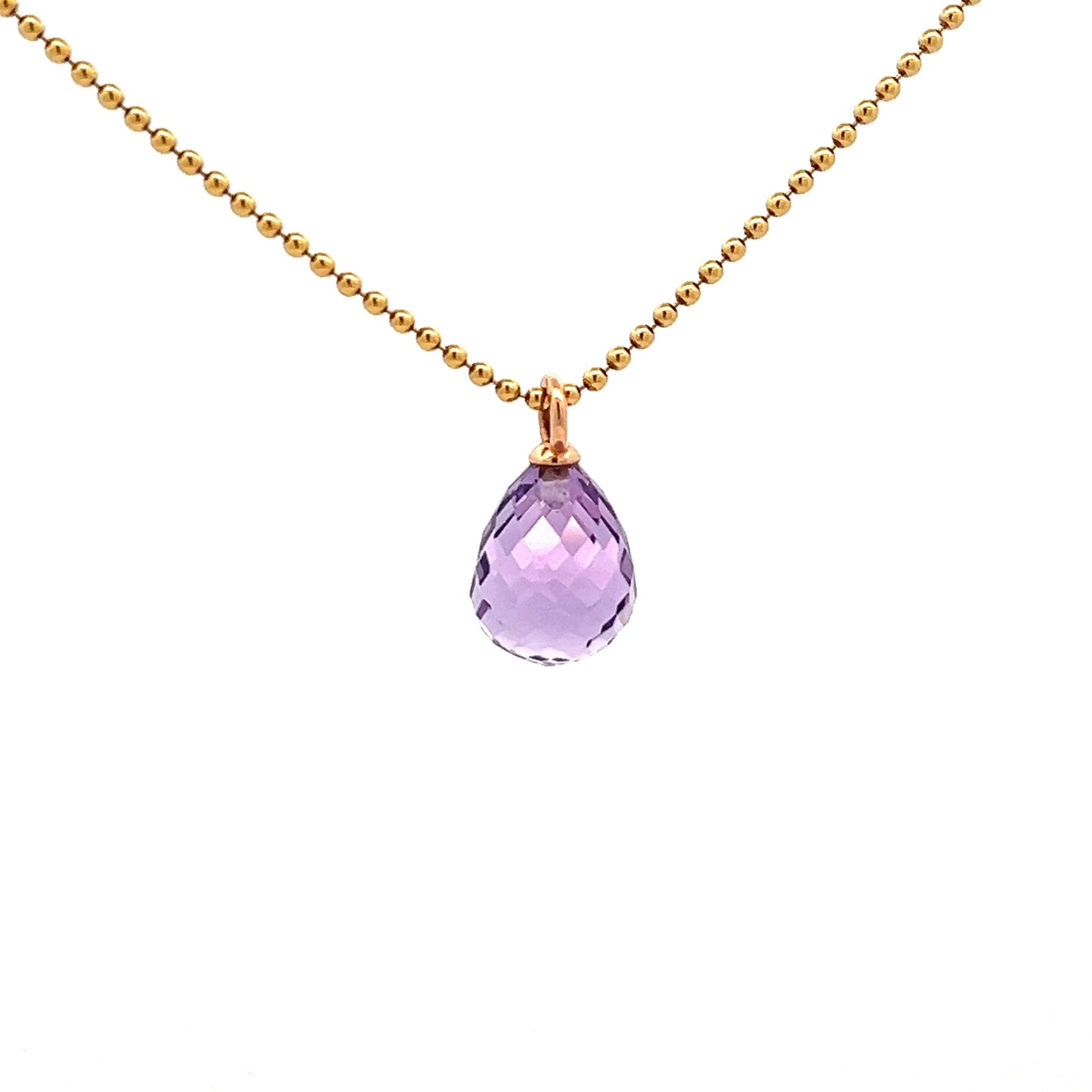 18ct Rose Gold Amethyst Teardrop Pendant