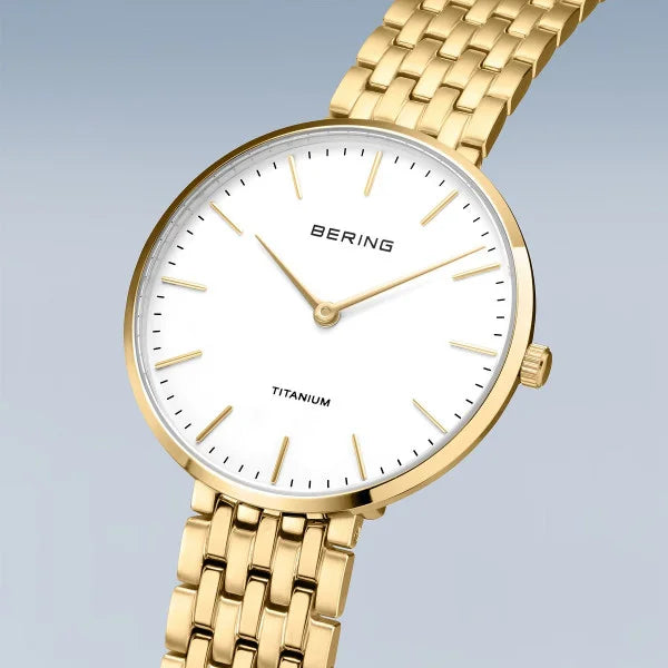 Bering Titanium Polished Yellow Gold Plated Bracelet Watch 19334-334