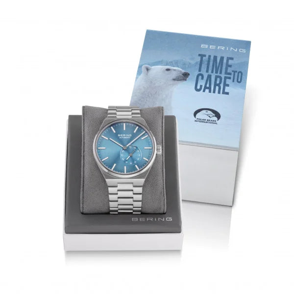 Bering Automatic Polar Bears International Steel Ice Blue Dial Bracelet Watch 19441-Charity