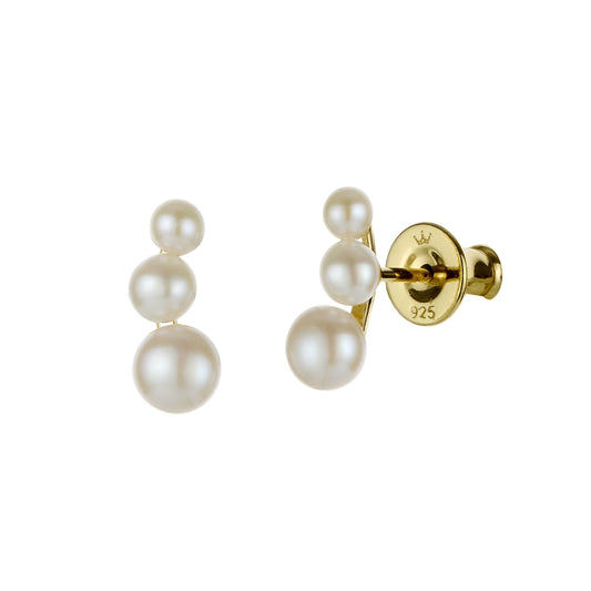 Jersey Pearl Aria Triple Freshwater Cultured Pearl Stud Earrings
