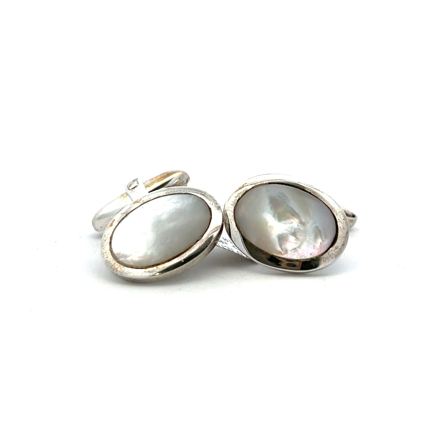 Sterling Silver Oval White Mother Of Pearl T Bar Cufflinks