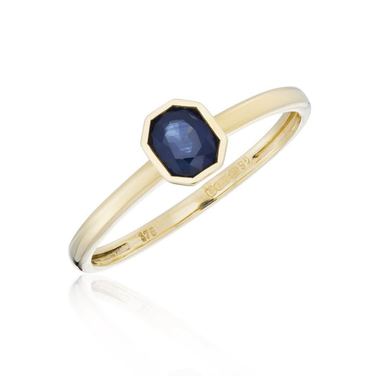 9ct Yellow Gold Octagon Sapphire Ring