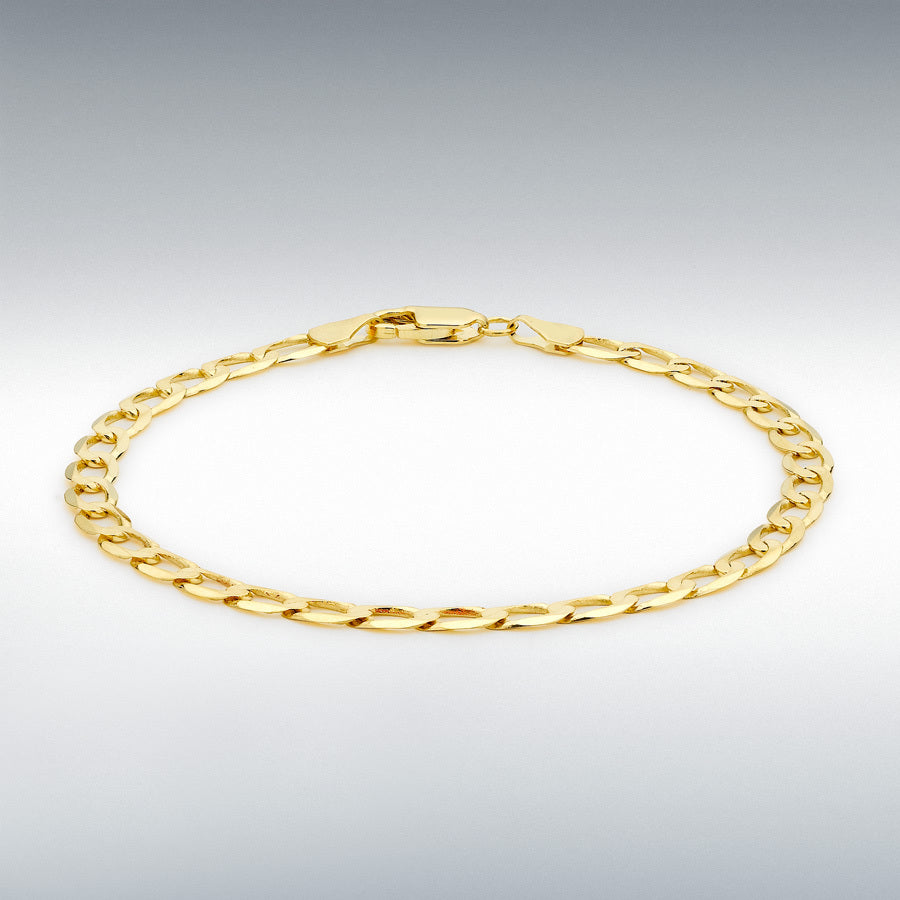 9ct Yellow Gold Diamond Cut Flat Open Curb Bracelet