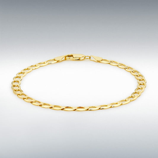 9ct Yellow Gold Diamond Cut Flat Open Curb Bracelet