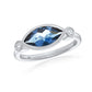 9ct White Gold Marquise London Blue Topaz and Diamond Ring Size N