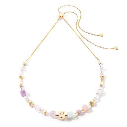 Coeur De Lion Multicoloured Pastel Pinks Yellow Gold Plated Necklace