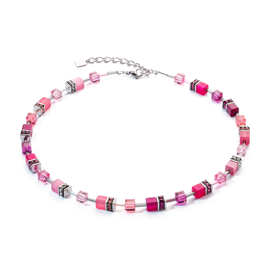 Coeur De Lion Magenta Pink Rose Cubes Necklace