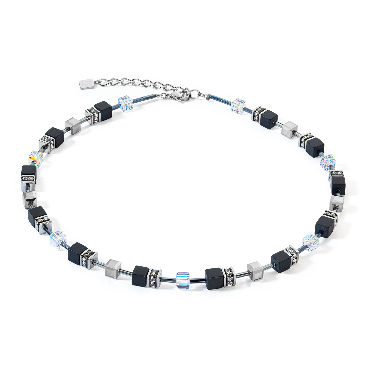 Coeur De Lion Black & White Crystal Cubes Necklace
