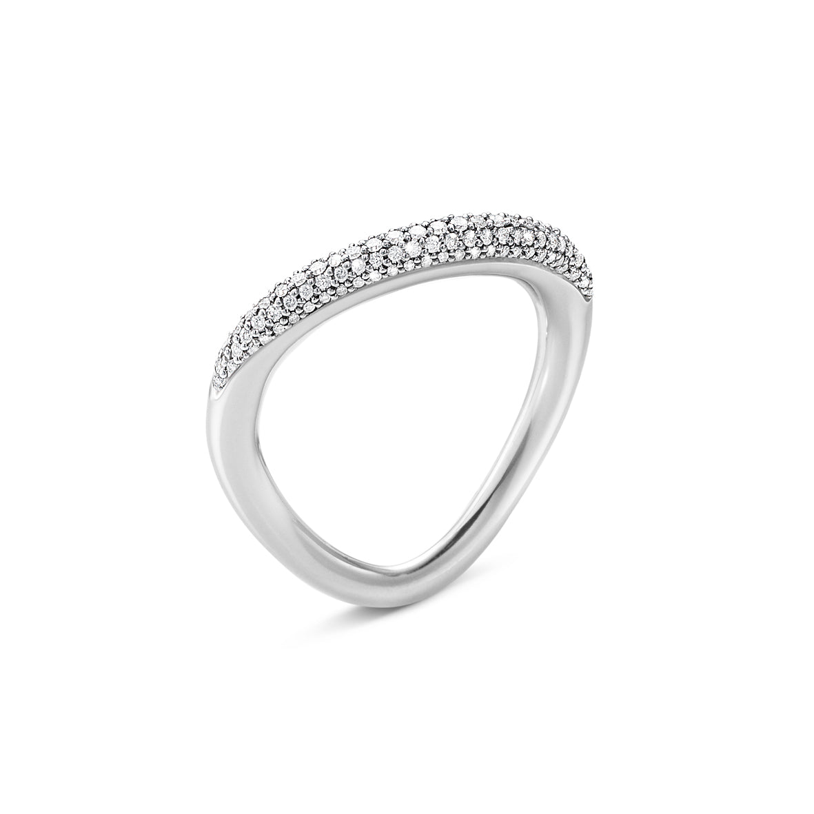 Georg Jensen Offspring Sterling Silver Diamond Pave Ring 0.29ct Size P 20000135