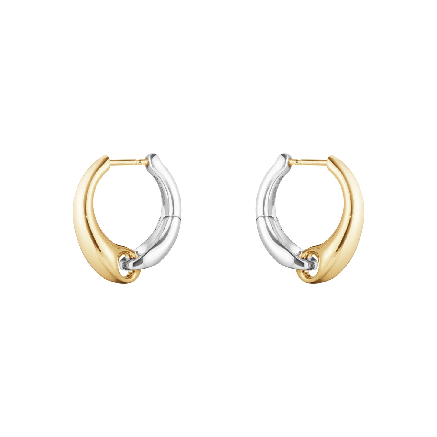 Georg Jensen Reflect Large Silver and Gold Hoop Earrings 20001180