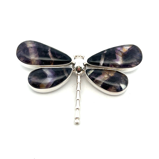 Derbyshire Blue John Sterling Silver Dragonfly Pendant