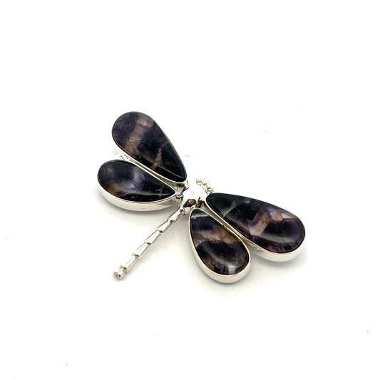 Derbyshire Blue John Sterling Silver Dragonfly Pendant