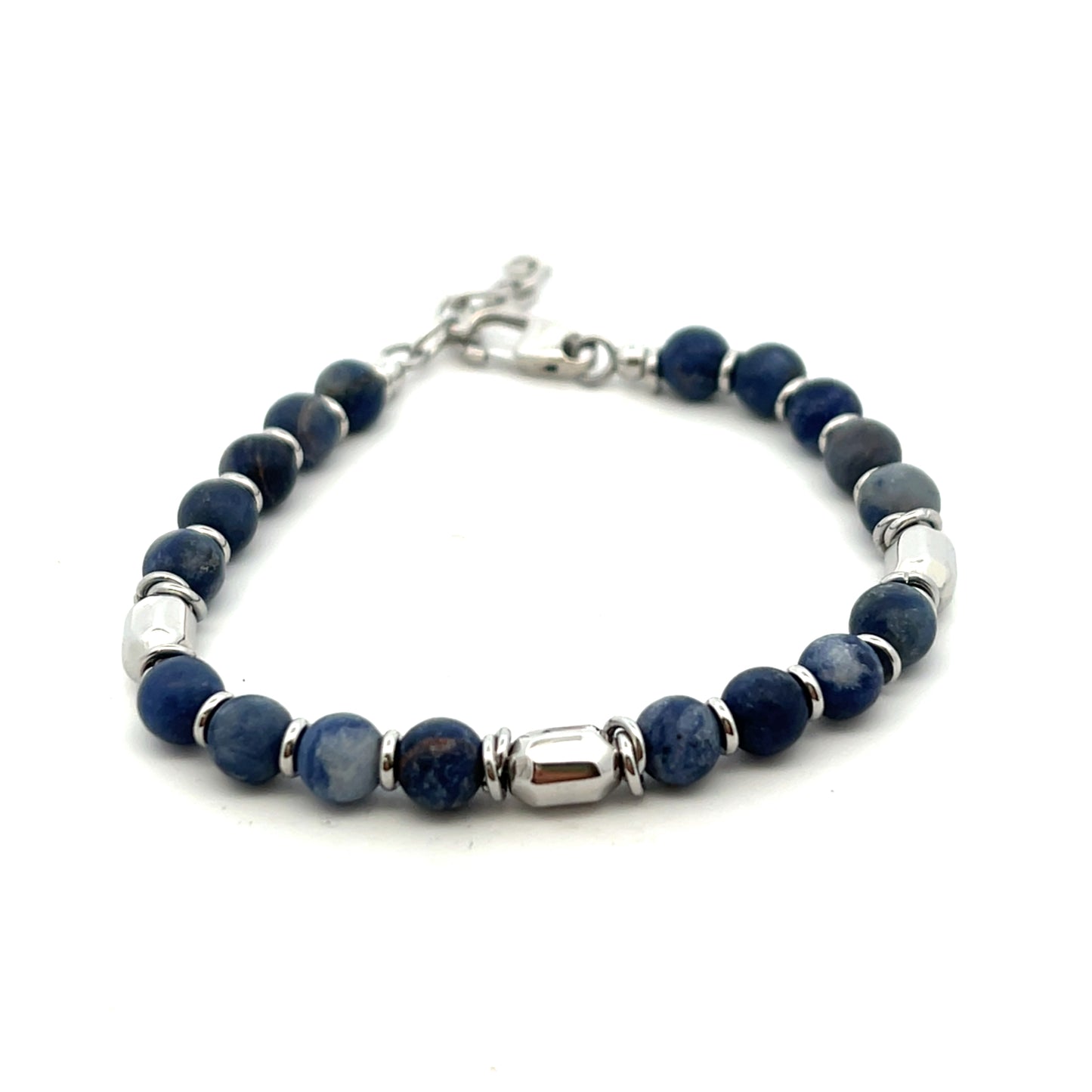 Unique & Co Stainless Steel Lapis Lazuli Bead Bracelet 21cm