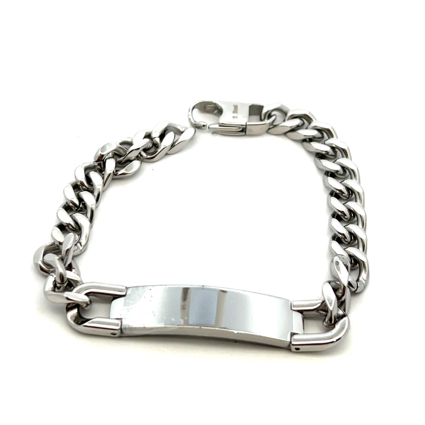 Unique & Co Stainless Steel Flat Curb Identity Bracelet 21cm
