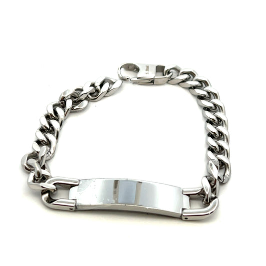 Unique & Co Stainless Steel Flat Curb Identity Bracelet 21cm