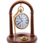Yellow Gold Plated Open Face Quartz Pocket Watch with Chain