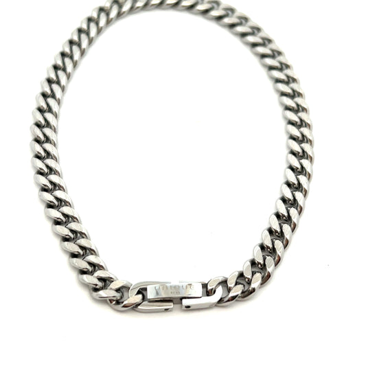 Unique & Co Stainless Steel 6mm Matt and Polished Link Bracelet 21cm