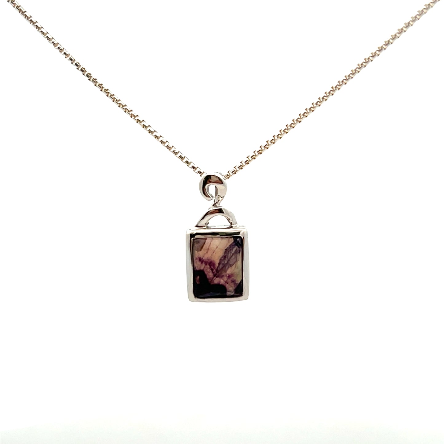 Derbyshire Blue John Sterling Silver Rectangular Necklace