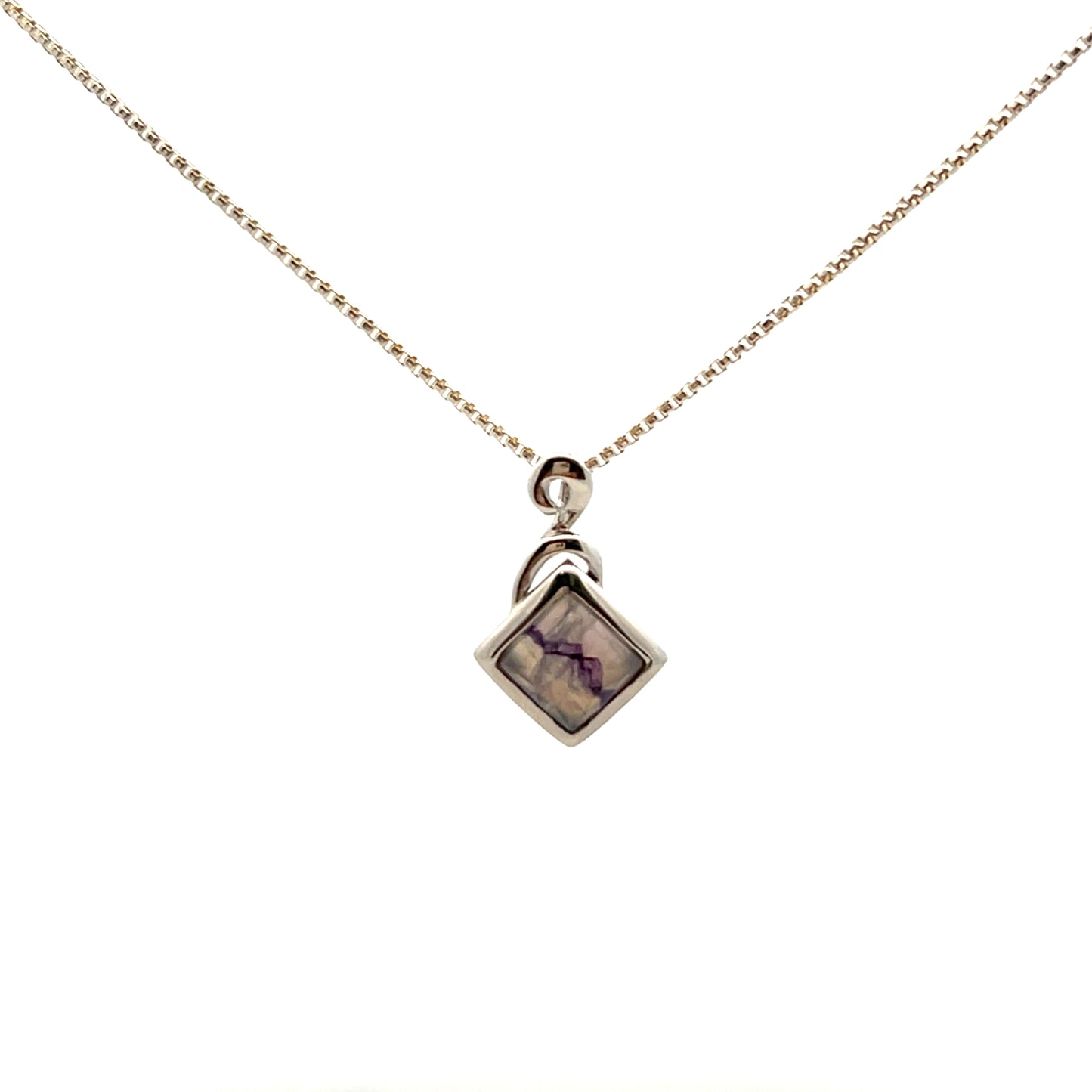 Derbyshire Blue John Sterling Silver Facetted Square Necklace